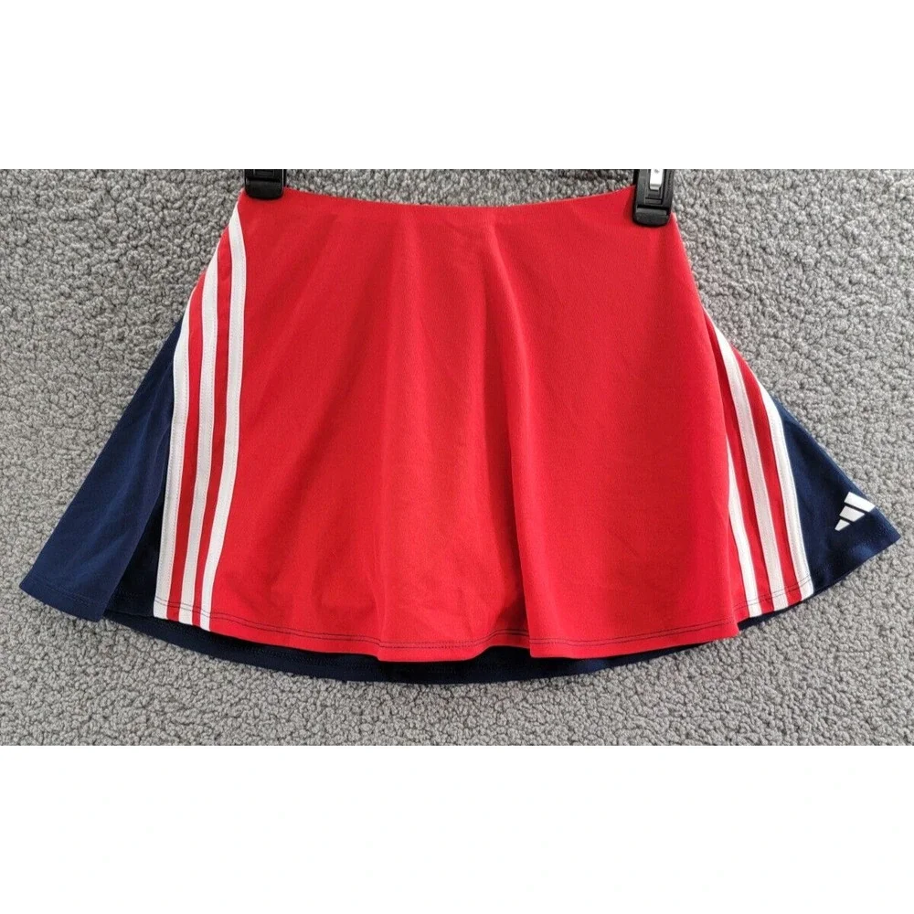 adidas Elastic Waistband 3-Stripes Activewear Skort Big Girls L 14 Navy/Red - Picture 2 of 14